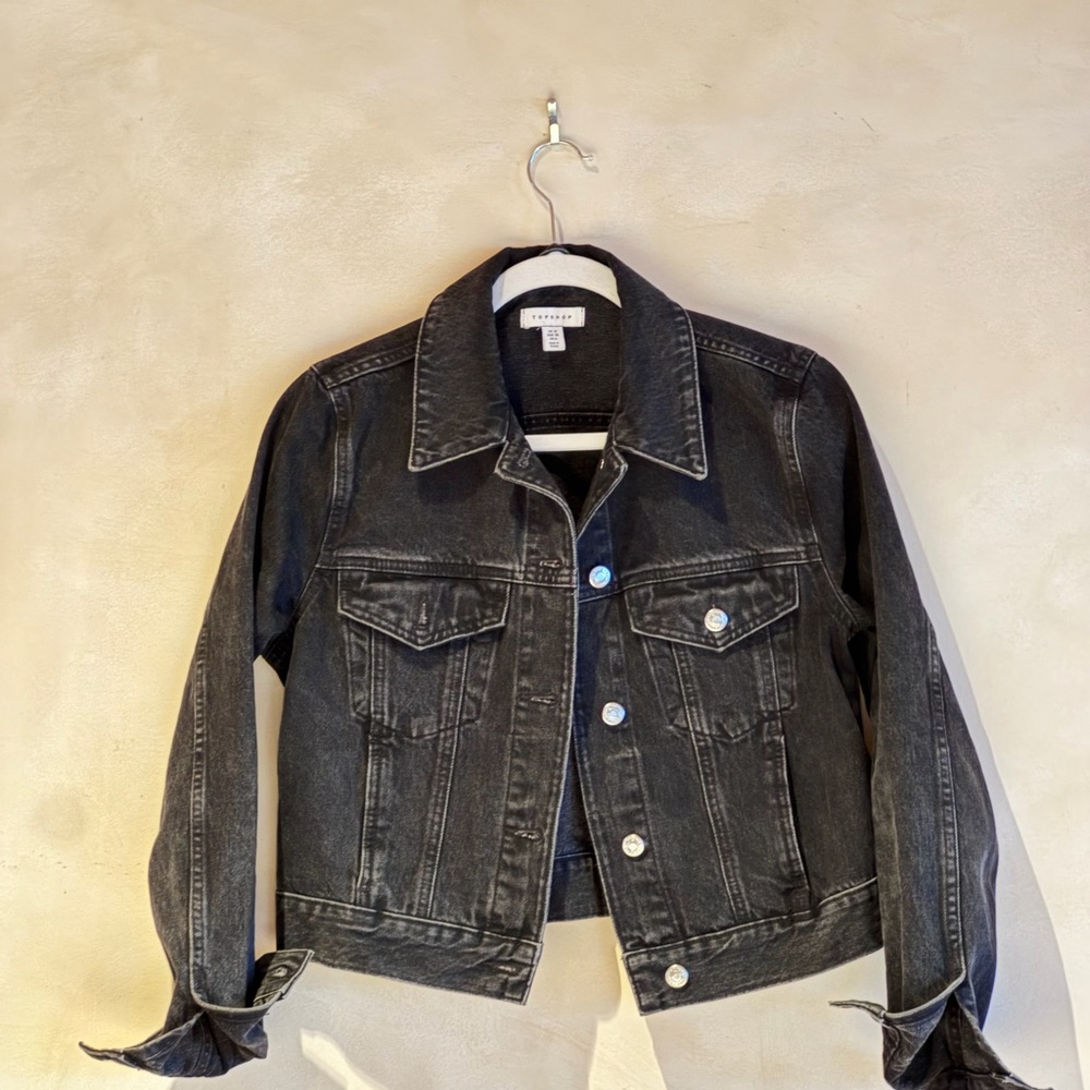 TOPSHOP Black denim jacket cropped
